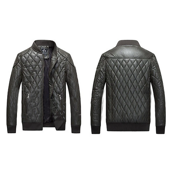 Thick Fleece Stand Collar Leather Jacket | Black jack leathers
