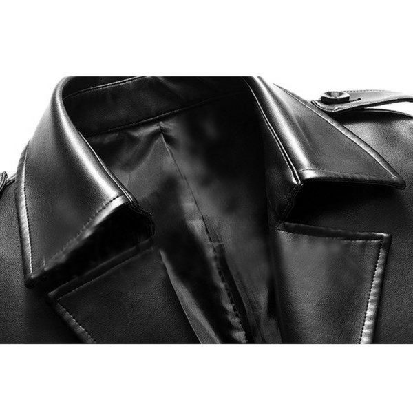 Black Business Epaulets Leather Jacket