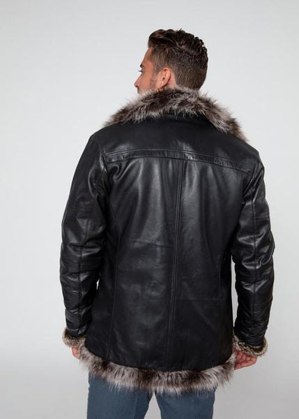 Men’s Shearling Black Leather Jacket