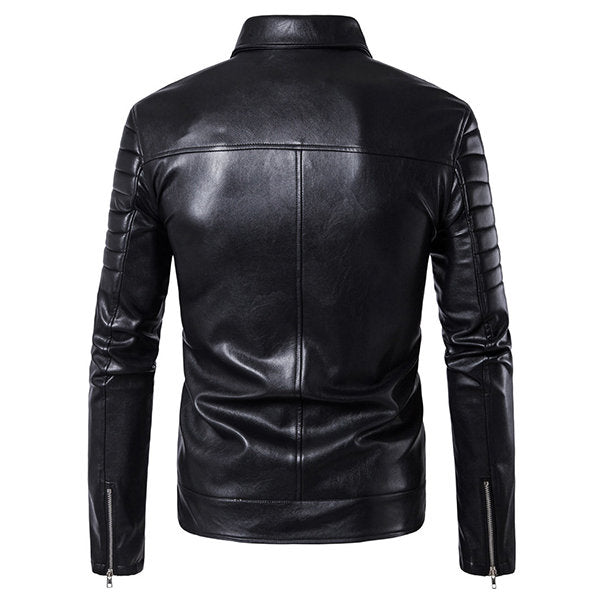 Winter Chest Pocket Leather Jacket