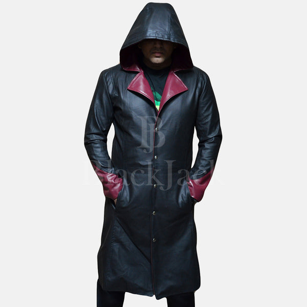 Devil Black Leather Coat