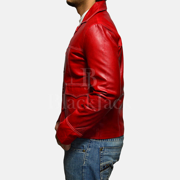 Jarama Red Leather Coat