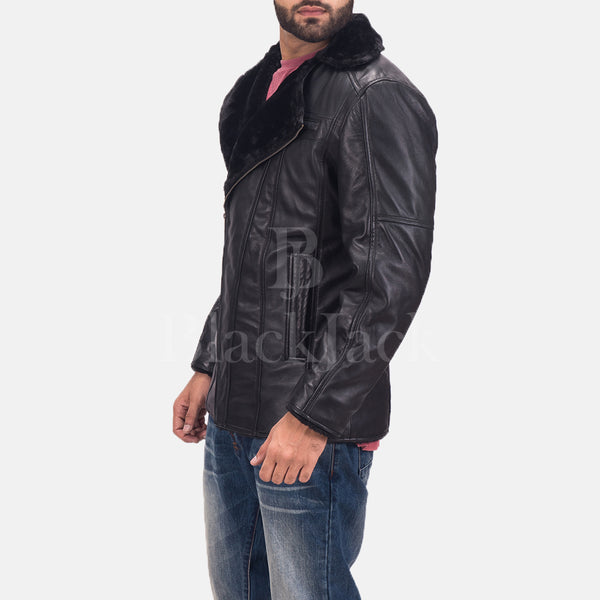 Ambrose Black Leather Coat