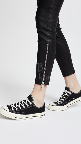 Leather Ankle Zipper Pants|BlackJack Leathers