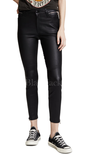 Leather Ankle Zipper Pants|BlackJack Leathers