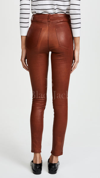 Cognac Leather Pants
