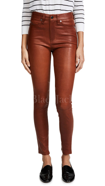 Cognac Leather Pants