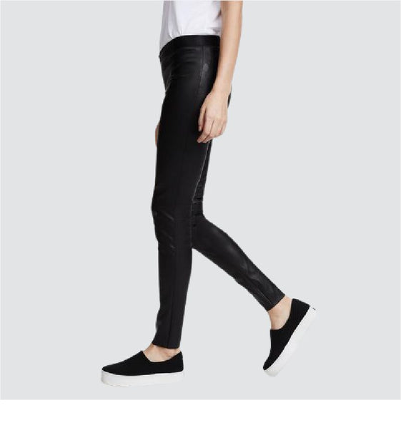 Black Alice & Olivia Zip Front Leather Leggings