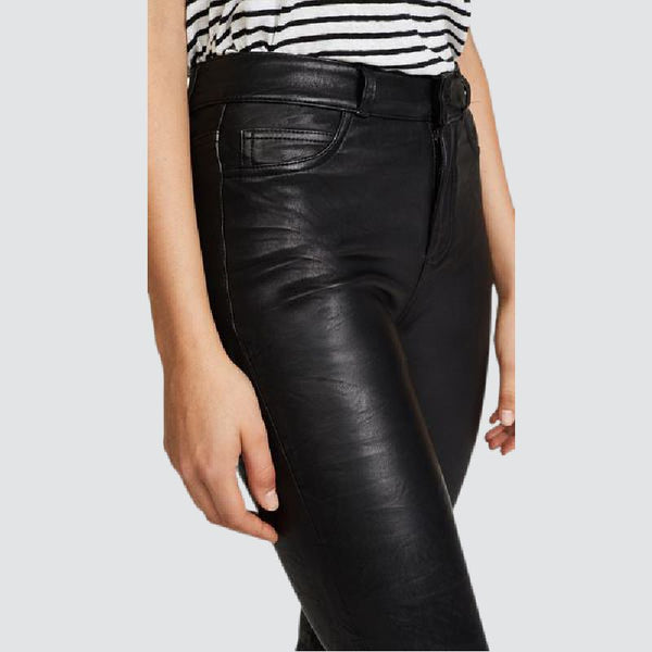 Dahlia Crop Straight Leather Pants