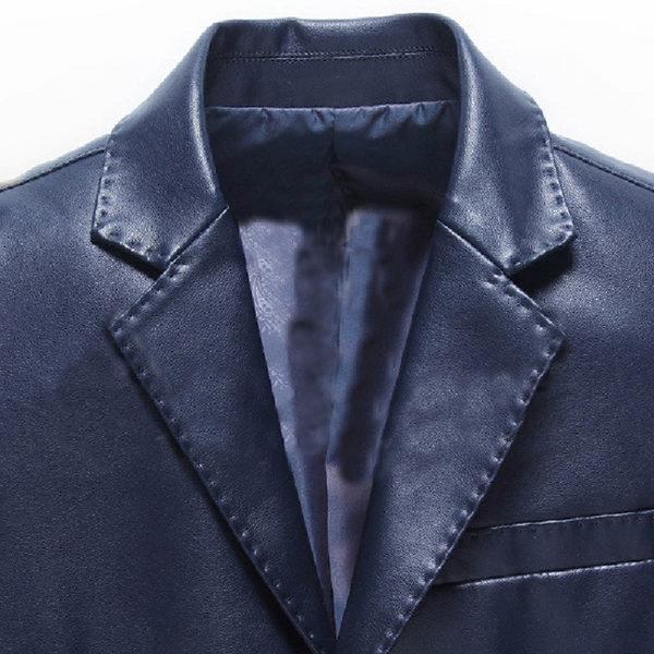 Blue Fashion Blazer Leather Jacket