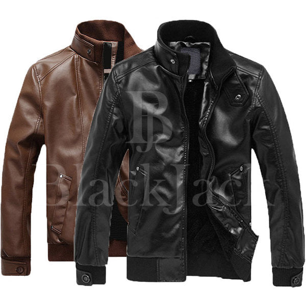 Button Cuff Collar Leather Jacket|BlackJack Leathers 