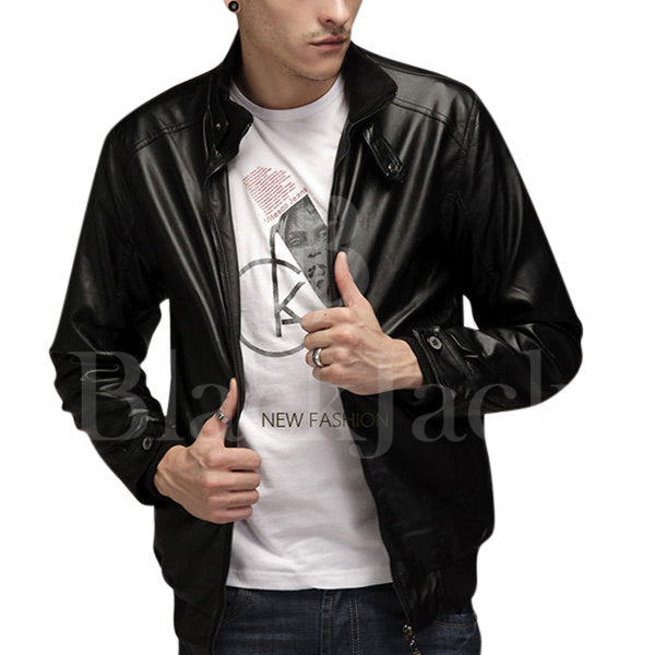 Button Cuff Collar Leather Jacket|BlackJack Leathers 