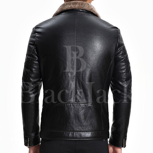 Stand Collar Shinny Leather Jacket|BlackJack Leathers 