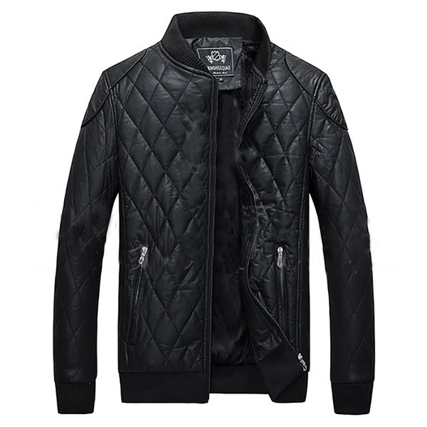 Thick Fleece Stand Collar Leather Jacket | Black jack leathers