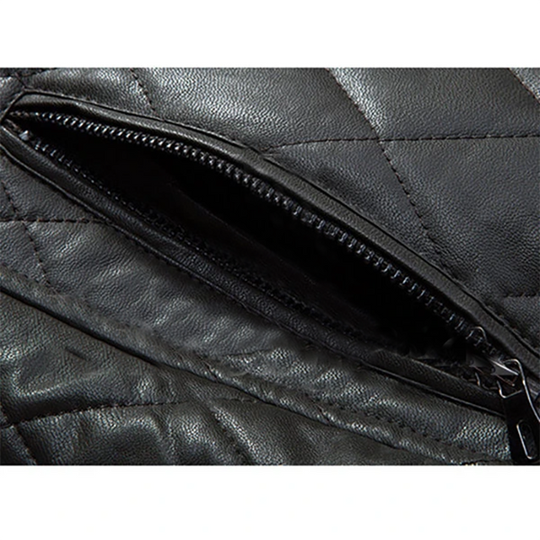 Thick Fleece Stand Collar Leather Jacket | Black jack leathers