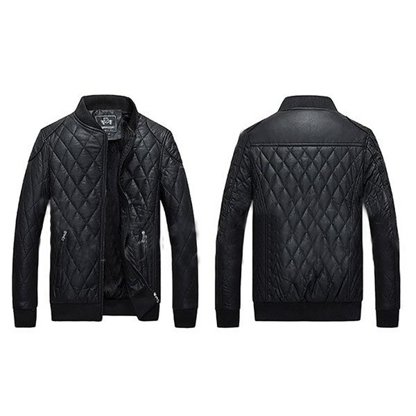 Thick Fleece Stand Collar Leather Jacket | Black jack leathers