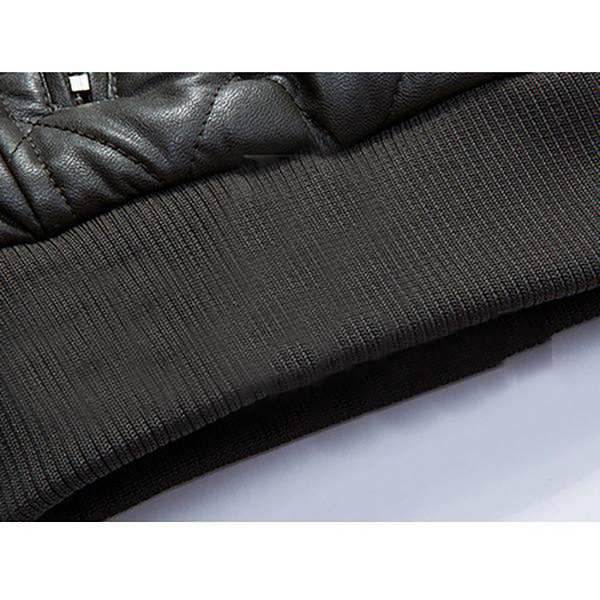 Thick Fleece Stand Collar Leather Jacket | Black jack leathers