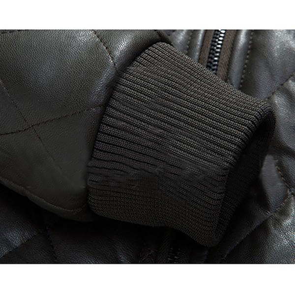 Thick Fleece Stand Collar Leather Jacket | Black jack leathers