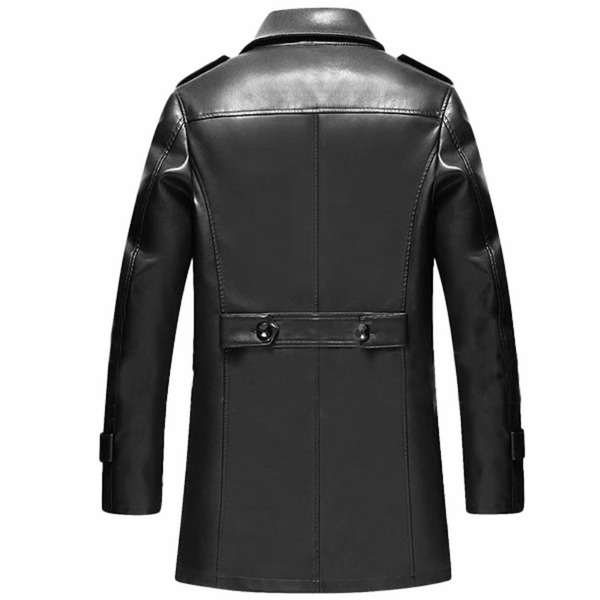 Black Business Epaulets Leather Jacket