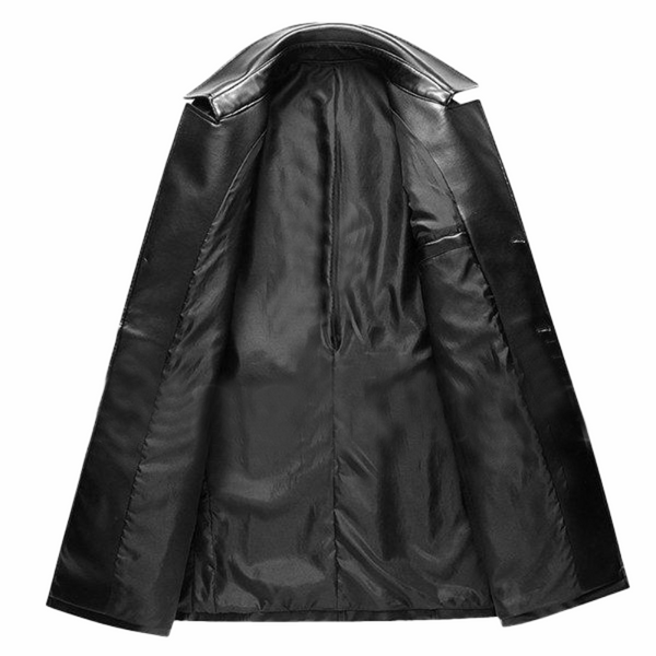 Black Business Epaulets Leather Jacket