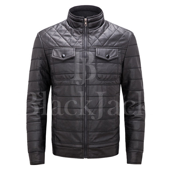 Premium Chest Pockets Leather Jacket|BlackJack Leathers 