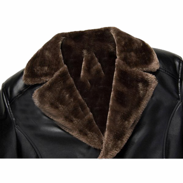 Fleece Collar Overcoat for Men | Black jack leathers