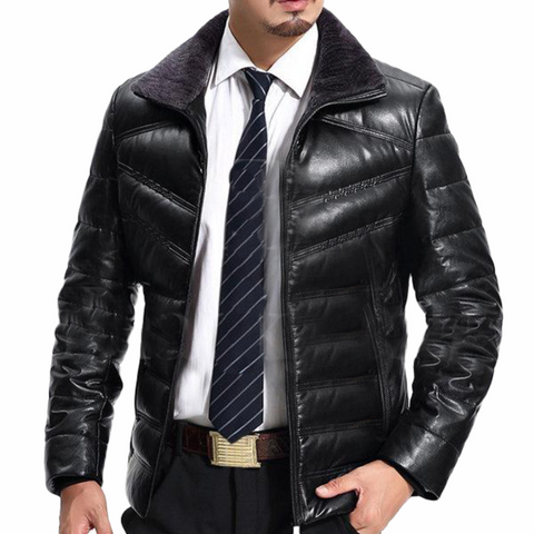 Black Casual Rib Cuffs Windproof Leather Jacket