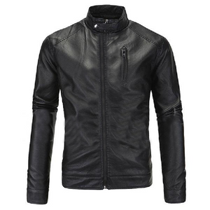 Black Casual Real Sheep Biker Leather Jacket