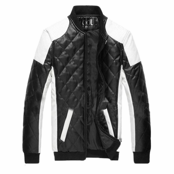 Diamond Lattice Faux Leather Jacket | Black jack leathers