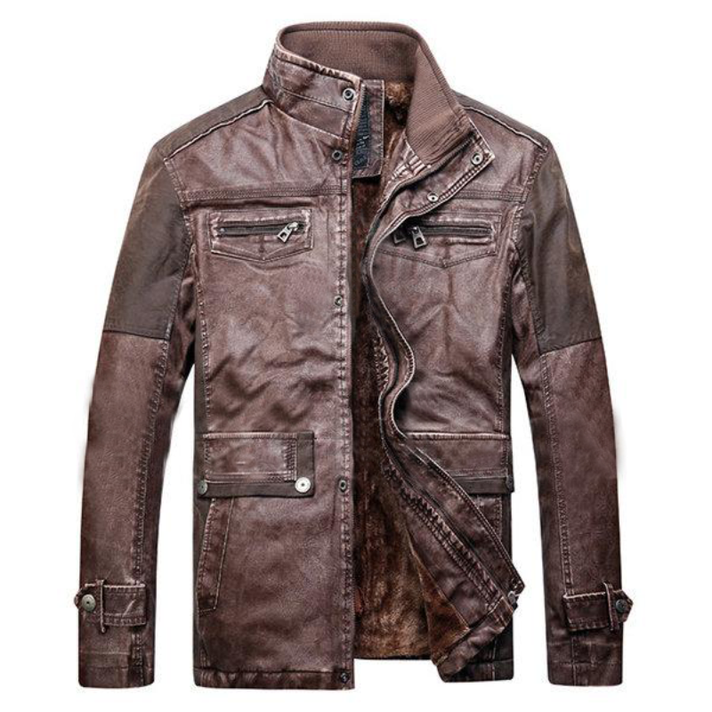 Patchwork Multi Pockets Leather Jacket – Black Jack Leathers