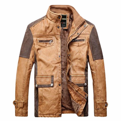 Titan Patchwork Multi Pockets Leather Jacket