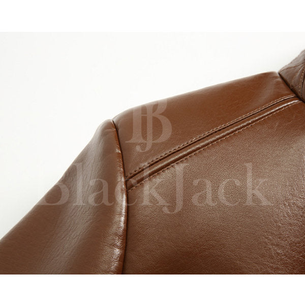 Stand Collar Shinny Leather Jacket|BlackJack Leathers 