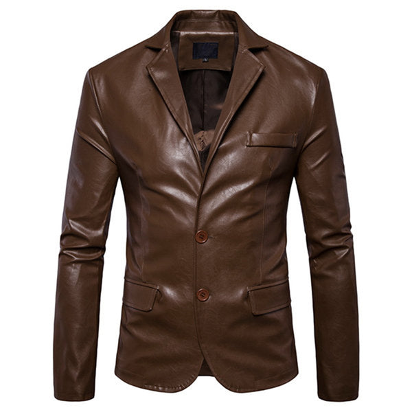 Solid Color Glossy Sheep Leather Jacket