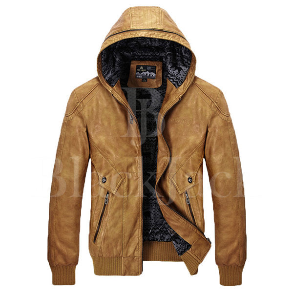 Slim Fit Hooded Leather Jacket|BlackJack Leathers 