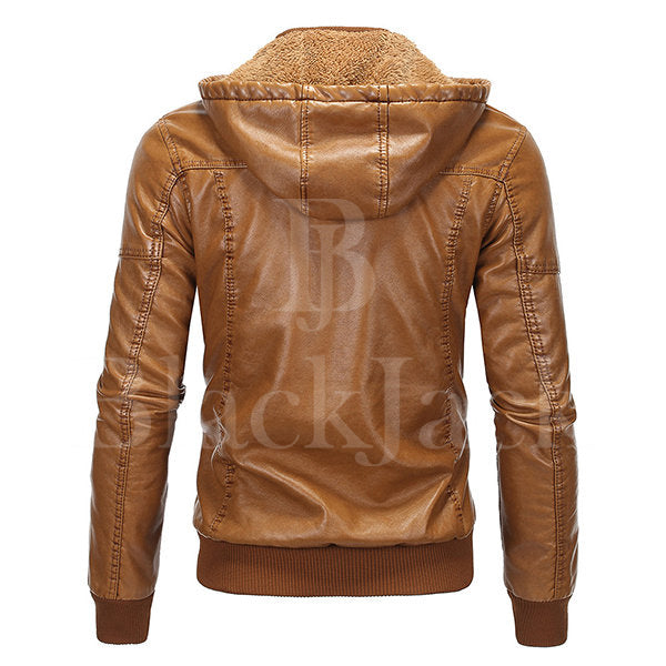 Multi-Pocket Hooded Leather Jacket|BlackJack Leathers 