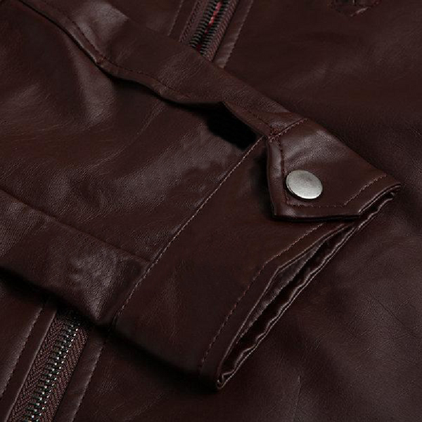 Brown Casual Real Sheep Biker Leather Jacket