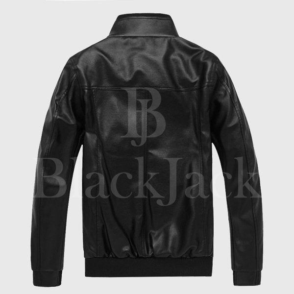 Button Cuff Collar Leather Jacket|BlackJack Leathers 