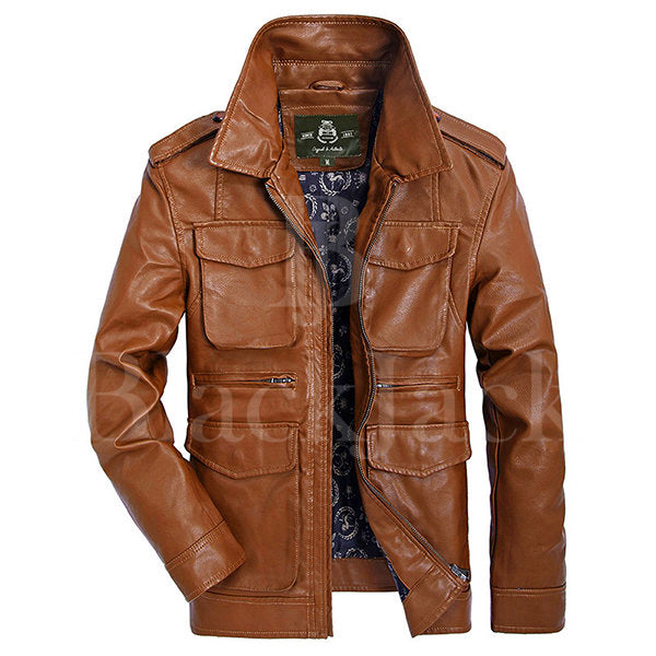 Turn-Down Collar Sheep Leather Jacket|BlackJack Leathers 