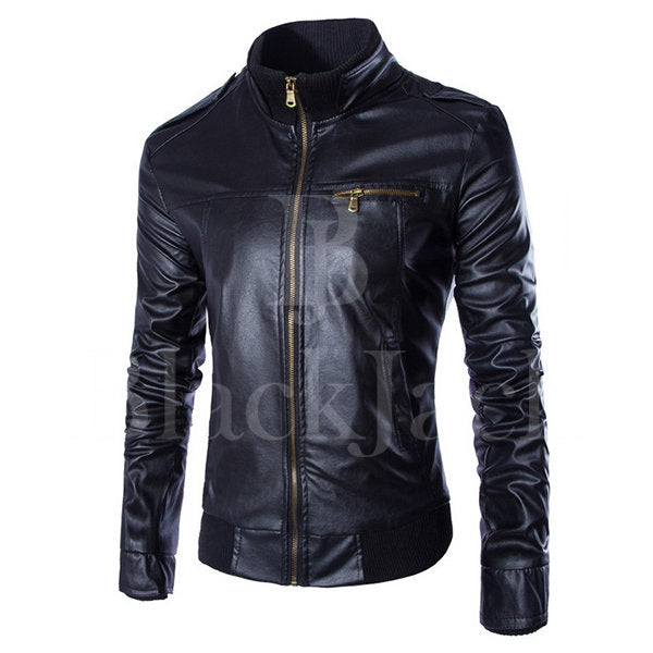 Stylish Chest Pocket Leather Jacket|BlackJack Leathers 