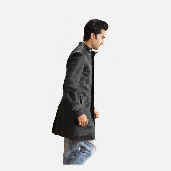 Midlander Quilted Black Leather Coat