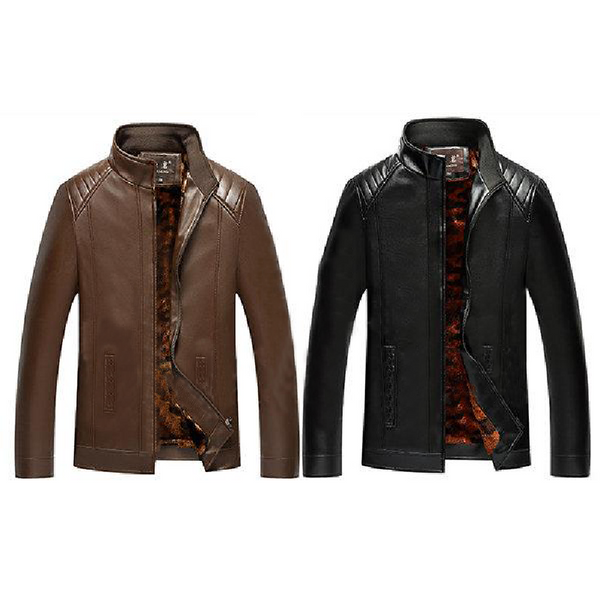 Camouflage Stand Collar Leather Jacket