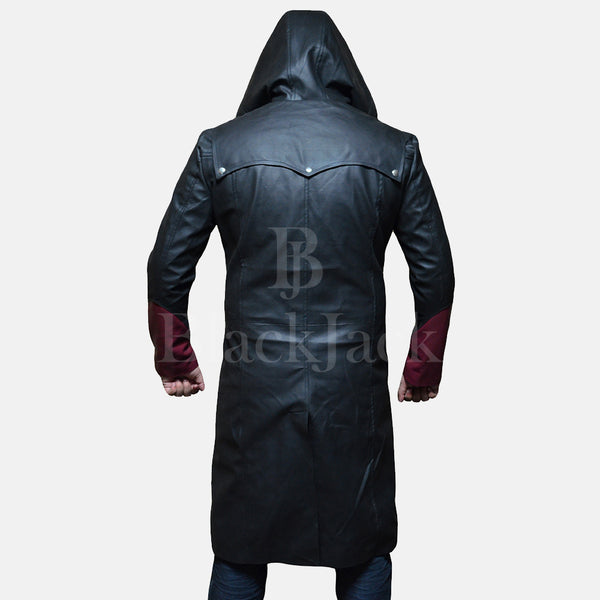 Devil Black Leather Coat