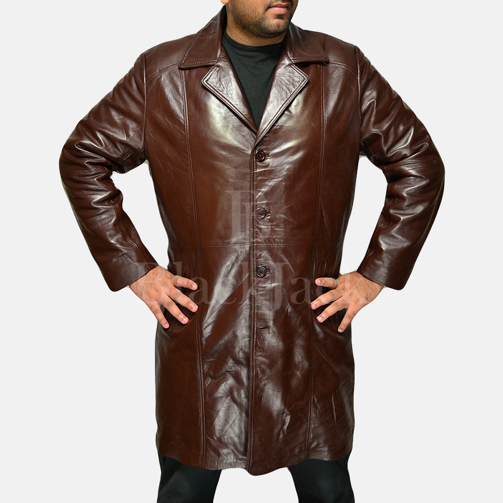 Rum Gum Brown Leather Coat