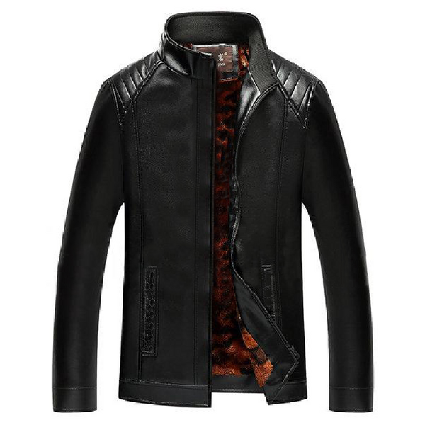Black Camouflage Stand Collar Leather Jacket