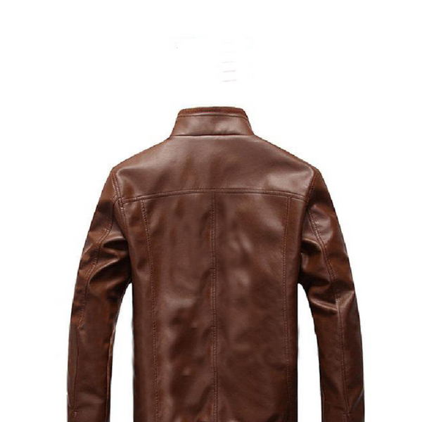 Brown Slim Fit Biker Jacket For Men