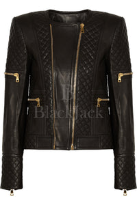 Women Diamond Slimfit leather Jacket