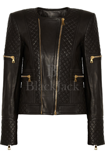 Women Diamond Slimfit leather Jacket