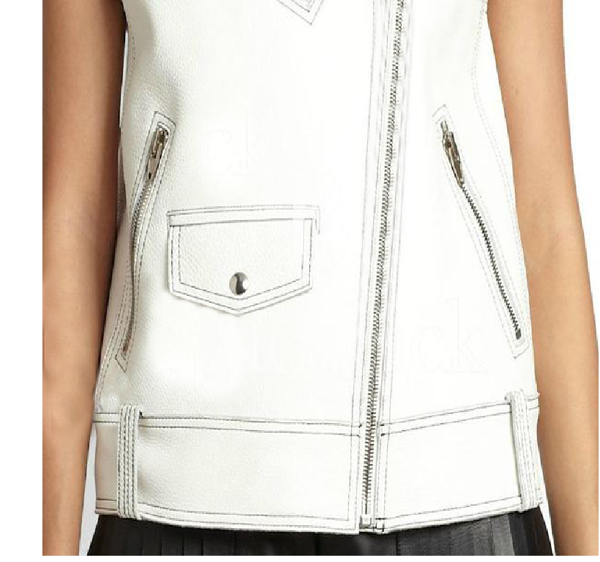 White Vest Biker Leather Jacket – Black Jack Leathers