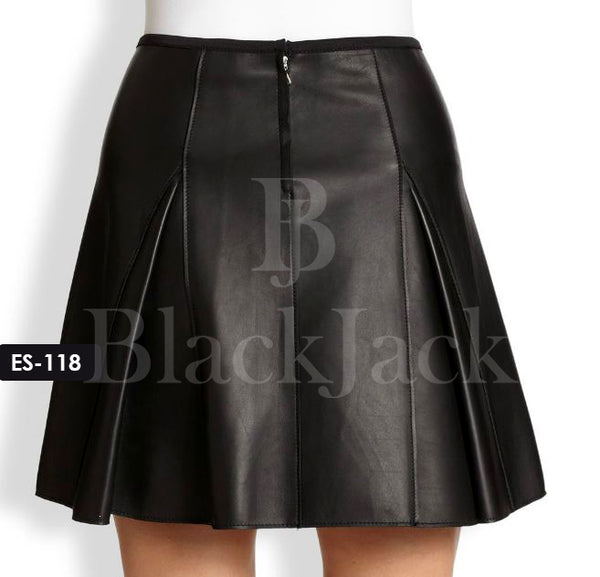 Kick Pleat Leather Skirt