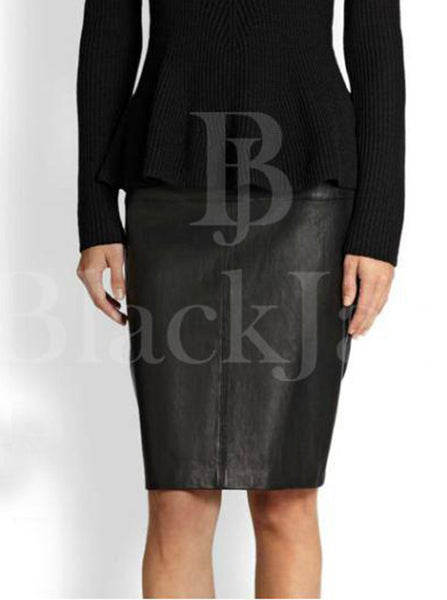 Panel Pencil Leather Skirt